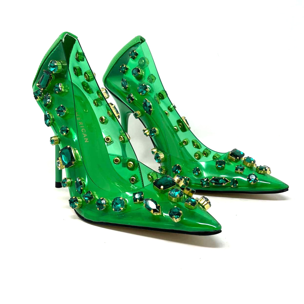 Good‎ American Jeweled Emma Heels Size 11 Summer Green GSH008-X - Picture 6 of 9